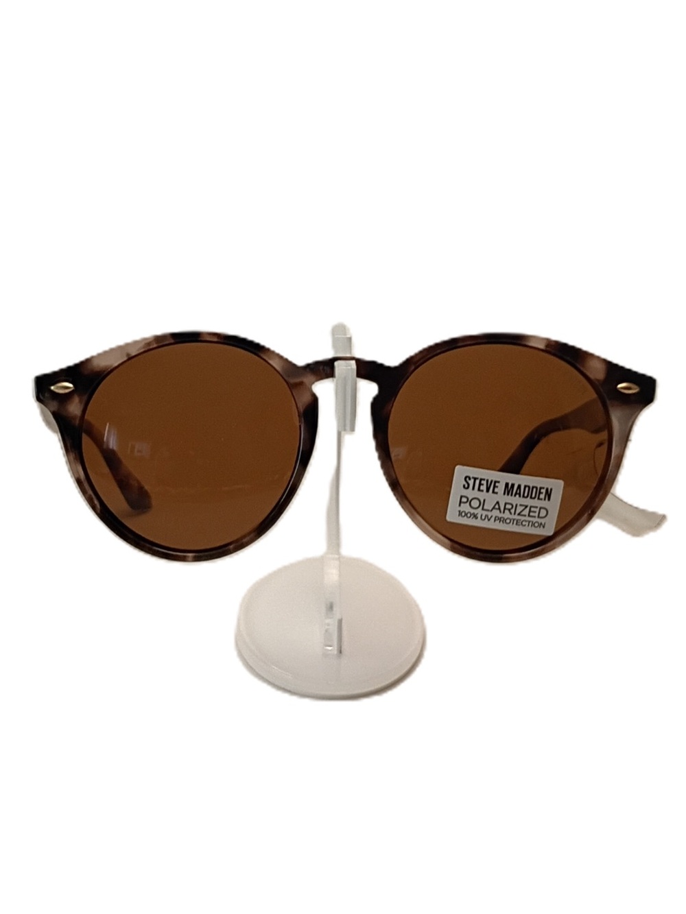 Steve Madden Round Polarized Sunglasses - Brown Tortoise Frame